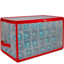 Clear and Red Zip 112-pc. Ornament Storage Box