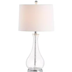 Clear Glass and Silver Metal Base Table Lamp