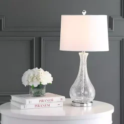 Clear Glass and Silver Metal Base Table Lamp