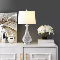 Clear Glass and Silver Metal Base Table Lamp