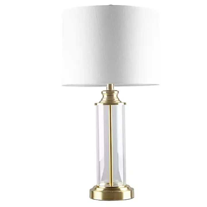 Clear Glass Base Gold Table Lamps, Set of 2