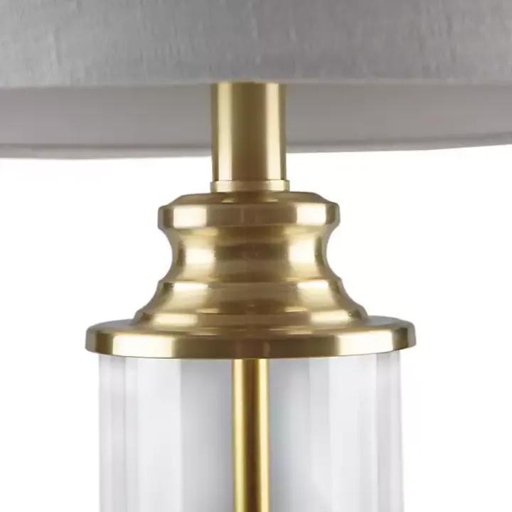 Clear Glass Base Gold Table Lamps, Set of 2