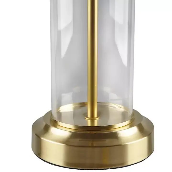 Clear Glass Base Gold Table Lamps, Set of 2