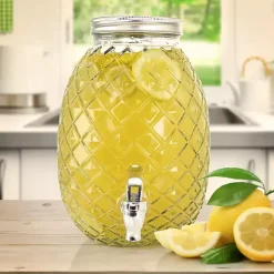Clear Glass Pineapple Beverage Dispenser