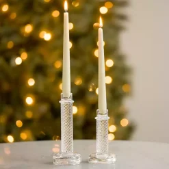 Clear Glass Taper Candle Holders, Set of 2
