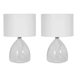 Clear Glass Tapered Table Lamps, Set of 2