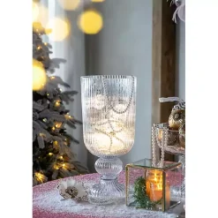 Clear Glass Vase with Pedestal Base
