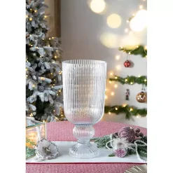 Clear Glass Vase with Pedestal Base
