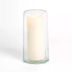 Clear Hammered Glass Hurricane, 12 in.