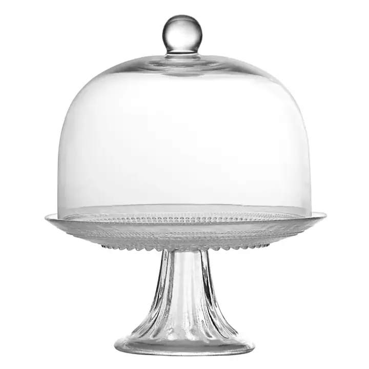 Clear Jill Beaded Cake Stand with Dome