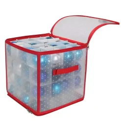 Clear Polka Dot Zip 64-pc. Ornament Storage Box