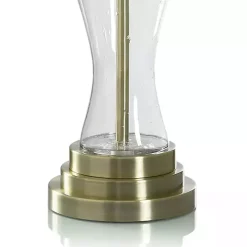 Clear Seeded Glass and Brass Table Lamp