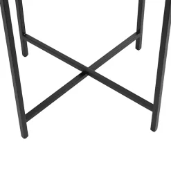 Clear Textured Glass & Black Iron Accent Table