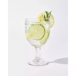 Clear Textured Goblet Glasses, Set of 4