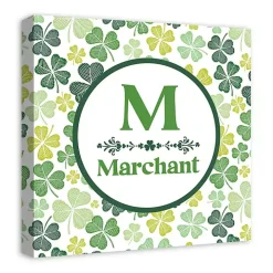 Clover Personalized Monogram Canvas Wall Plaque