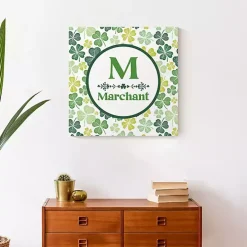 Clover Personalized Monogram Canvas Wall Plaque