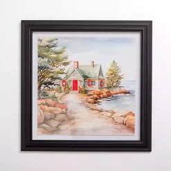 Coastal Christmas Cottage II Framed Art Print