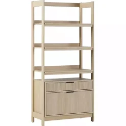 Coastal Oak 2-Drawer Modern Wood Bookcase