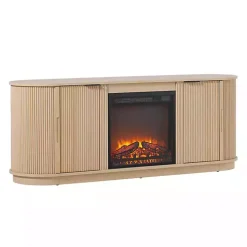 Coastal Oak Reeded Fireplace Media Cabinet