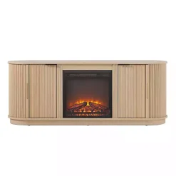 Coastal Oak Reeded Fireplace Media Cabinet