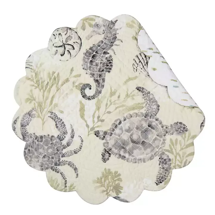 Coastal Quilted Round Placemats, Set of 6