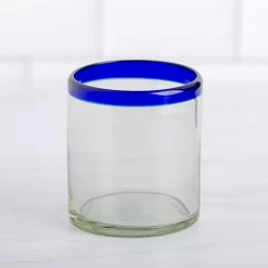 Cobalt Rim Baja Rocks Glass