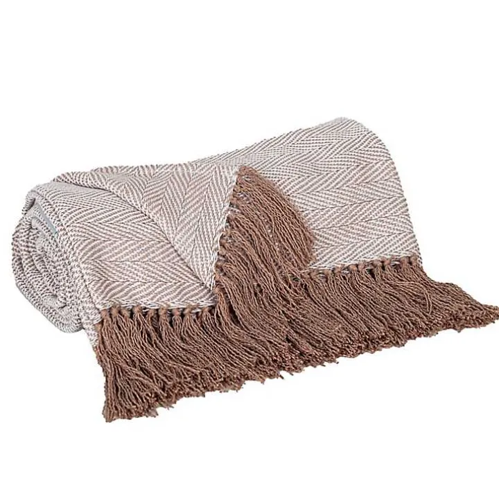 Coffee Chevron Tassel Throw