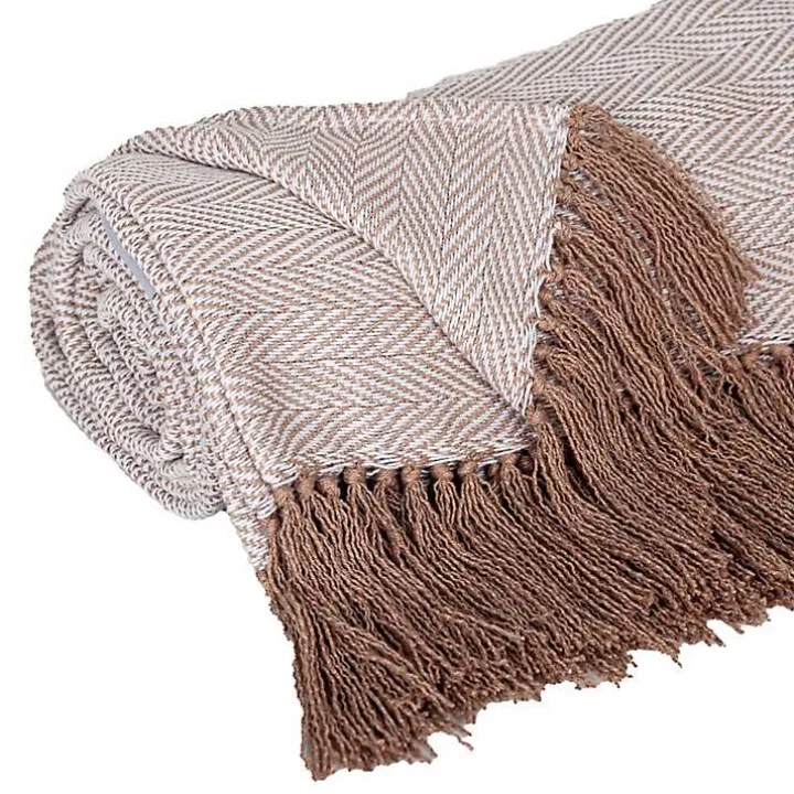Coffee Chevron Tassel Throw