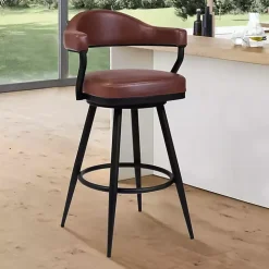 Coffee Faux Leather Justin Swivel Counter Stool