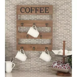 Coffee Metal and Wood Plank Wall Hooks