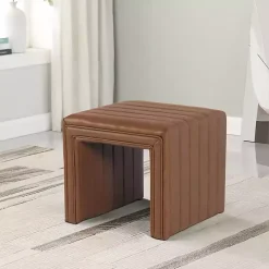 Cognac Leather Arch Ottoman