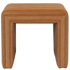 Cognac Leather Arch Ottoman
