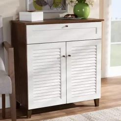 Collier Two-Tone Drawer Shoe Storage Cabinet