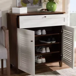 Collier Two-Tone Drawer Shoe Storage Cabinet