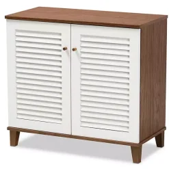Collier Two-Tone Slatted Shoe Storage Cabinet