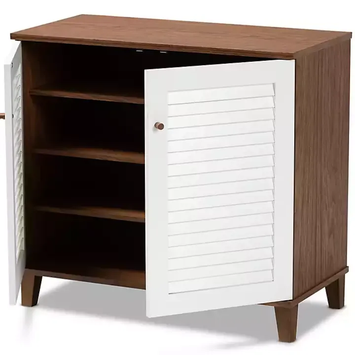 Collier Two-Tone Slatted Shoe Storage Cabinet