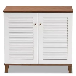 Collier Two-Tone Slatted Shoe Storage Cabinet