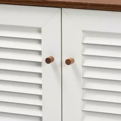 Collier Two-Tone Slatted Shoe Storage Cabinet