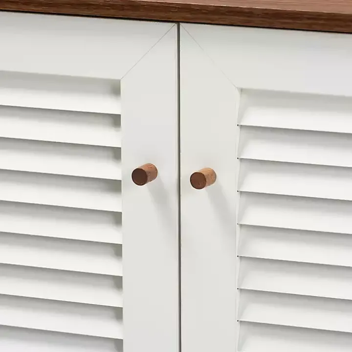 Collier Two-Tone Slatted Shoe Storage Cabinet
