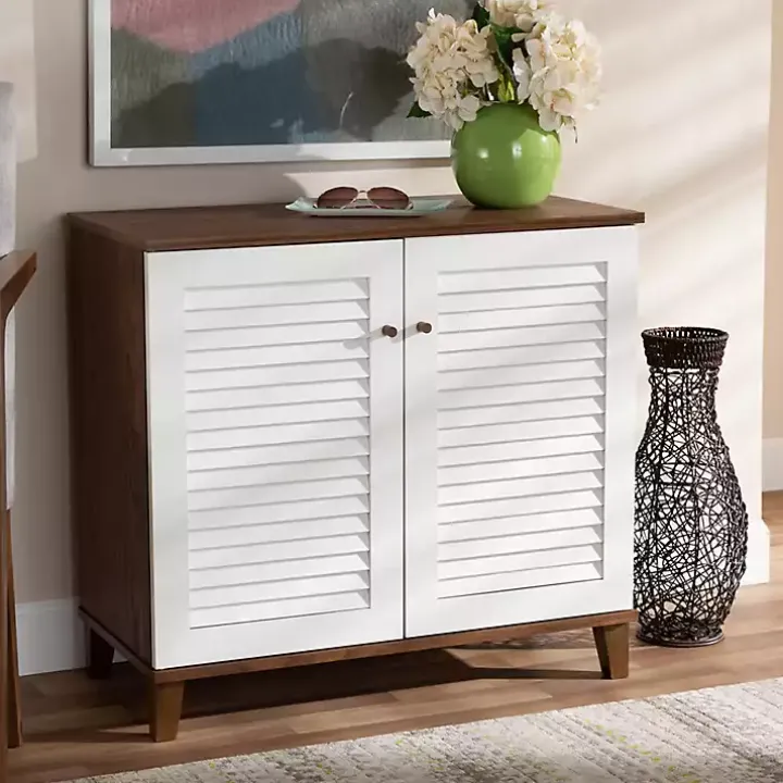 Collier Two-Tone Slatted Shoe Storage Cabinet
