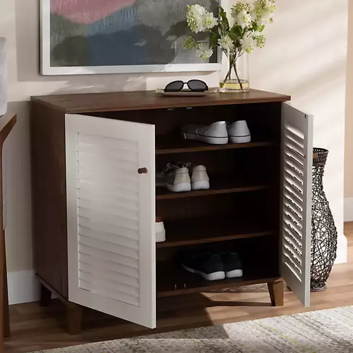 Collier Two-Tone Slatted Shoe Storage Cabinet