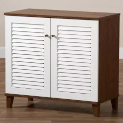 Collier Two-Tone Slatted Shoe Storage Cabinet