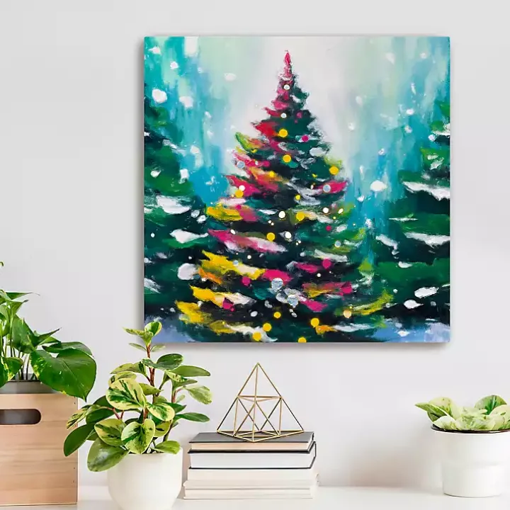 Colorful Christmas Tree Canvas Art Print