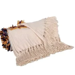 Colorful Fringe Stripe Throw