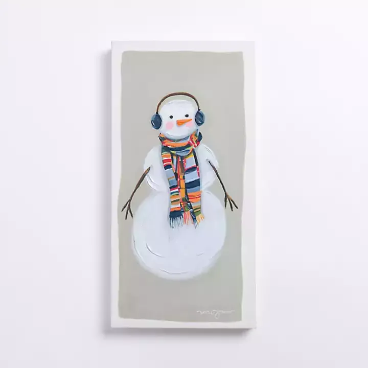 Colorful Snowman Canvas Art Print