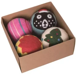 Colorful Tufted Christmas Tree Ornaments, Set of 4