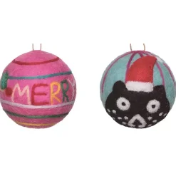 Colorful Tufted Christmas Tree Ornaments, Set of 4