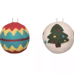 Colorful Tufted Christmas Tree Ornaments, Set of 4