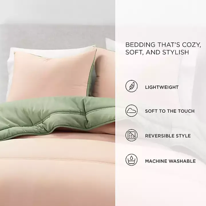 Coral & Sage Reversible 3-pc. Queen Comforter Set