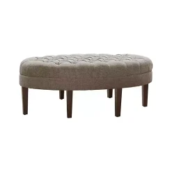 Cory Tufted Beige Linen Ottoman